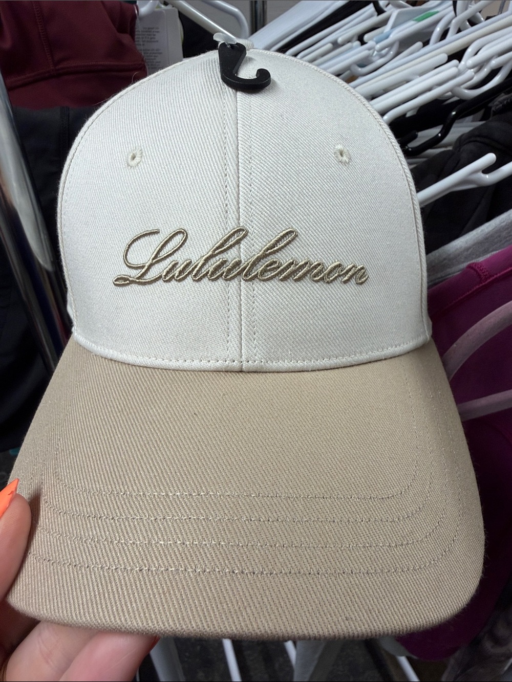 lululemon athletica Cream and Beige Script Baseball Hat